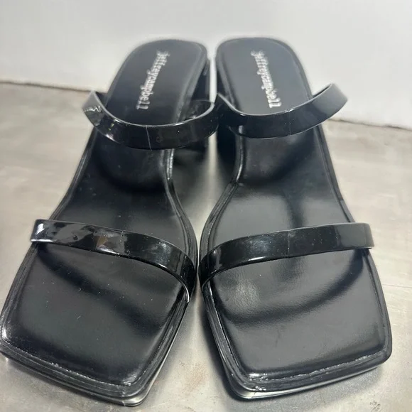 NEW Jeffrey Campbell Block Heel Slide Sandal Jelly Strappy Square Toe Jamm Black - Picture 3 of 10
